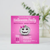 Cute Halloween White Pumpkin Pink Girly Kaart (Staand voorkant)