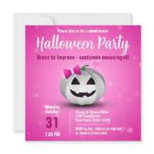 Cute Halloween White Pumpkin Pink Girly