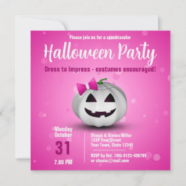 Cute Halloween White Pumpkin Pink Girly Kaart
