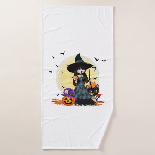 Cute Halloween Witch Badhanddoek (Badhanddoek)