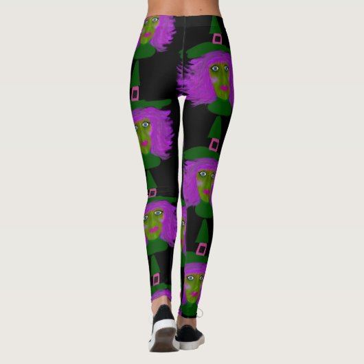 Cute Halloween Witch Black Leggings (Achterkant)