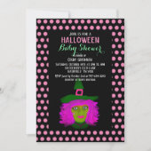 Cute Halloween Witch Black Pink Girl Baby shower Kaart (Voorkant)