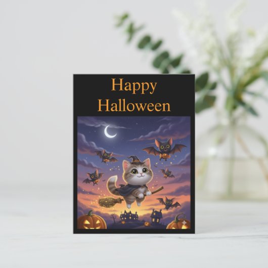 Cute Halloween Witch Briefkaart (Staand voorkant)