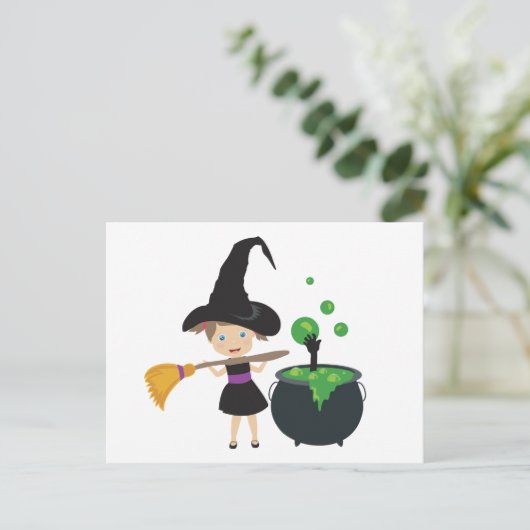 Cute Halloween Witch Briefkaart (Staand voorkant)
