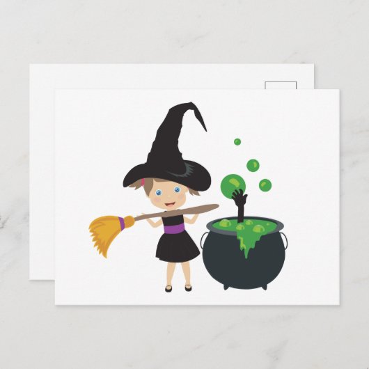 Cute Halloween Witch Briefkaart (Voorkant / Achterkant)