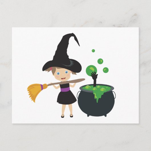 Cute Halloween Witch Briefkaart (Voorkant)