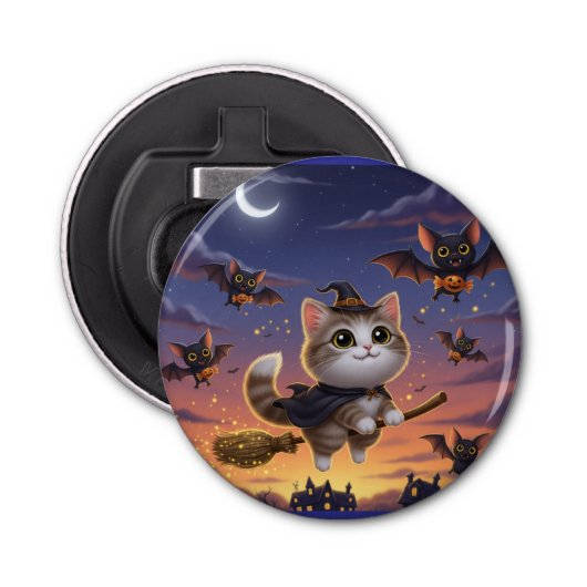 Cute Halloween Witch Button Flesopener (Voorkant)