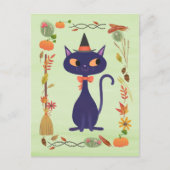 Cute Halloween Witch Cat Briefkaart (Voorkant)