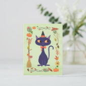 Cute Halloween Witch Cat Briefkaart (Staand voorkant)