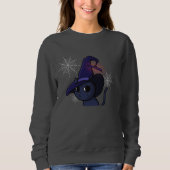 Cute Halloween Witch Cat Cartoon Tekening Trui (Voorkant)