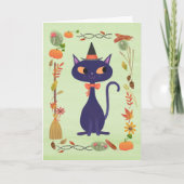 Cute Halloween Witch Cat Kaart (Voorkant)