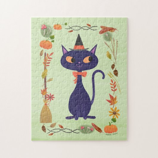 Cute Halloween Witch Cat Legpuzzel (Verticaal)