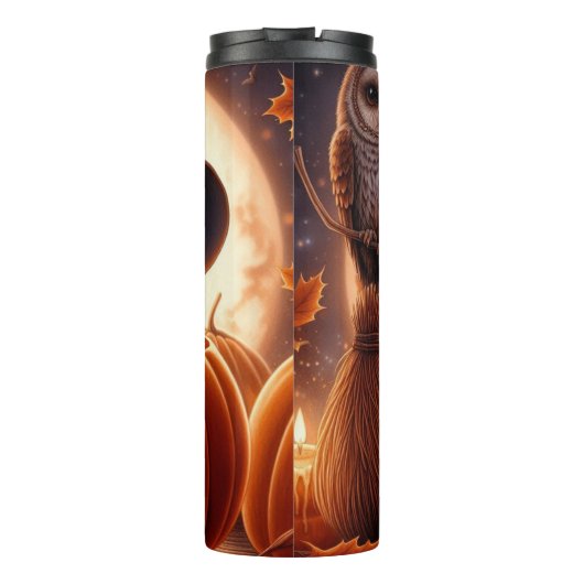 Cute Halloween Witch Cat Pumpkin Thermal Tumbler Thermosbeker (Achterkant)
