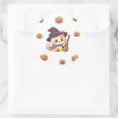 Cute Halloween Witch Cat Sticker (Tas)