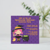 Cute Halloween witch costume party Kaart (Staand voorkant)