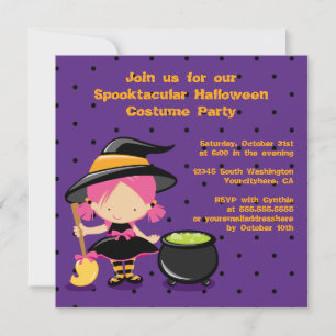 Cute Halloween witch costume party Kaart