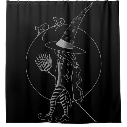 Cute Halloween Witch Douchegordijn (Voorkant)