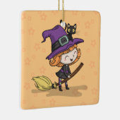 Cute Halloween Witch en Cat | Versiering Keramisch Ornament (Rechts)
