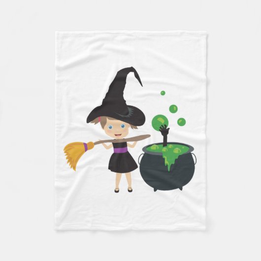 Cute Halloween Witch Fleece Deken (Voorkant)