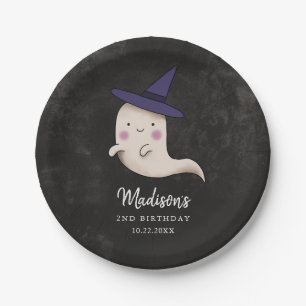 Cute Halloween Witch Ghost Birthday Party Papieren Bordje