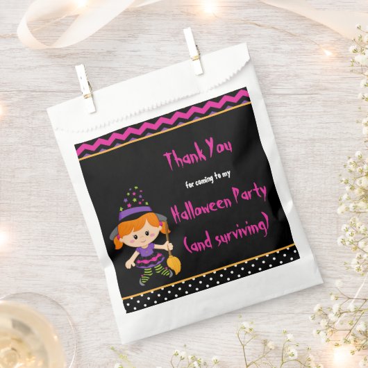 Cute Halloween Witch Girl Halloween Party Bedankzakje (Geknipt)