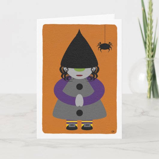 Cute Halloween Witch Gnome Blank Kaart (Voorkant)