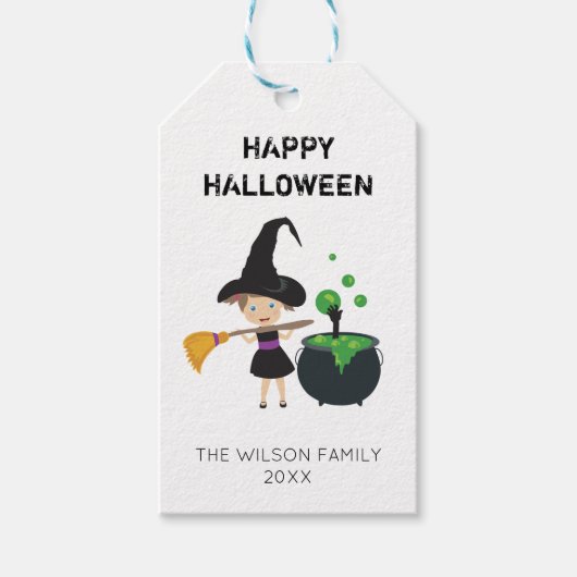 Cute Halloween Witch Happy Halloween Cadeaulabel (Voorkant)
