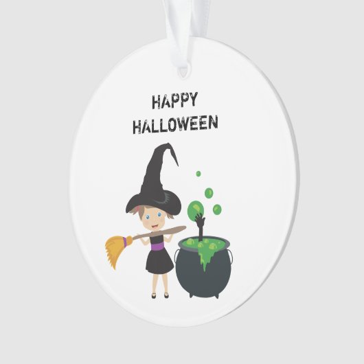 Cute Halloween Witch Happy Halloween Ornament (voorkant)