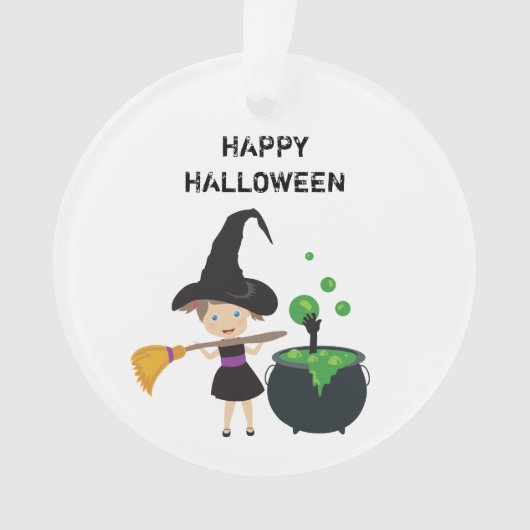 Cute Halloween Witch Happy Halloween Ornament (voorkant)