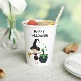 Cute Halloween Witch Happy Halloween Papieren Bekers