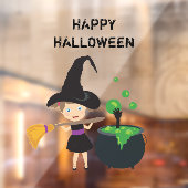 Cute Halloween Witch Happy Halloween Raamsticker (Vel 2)