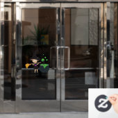 Cute Halloween Witch Happy Halloween Raamsticker (Kantoordeur)