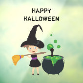 Cute Halloween Witch Happy Halloween Raamsticker (Vel 3)
