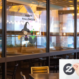 Cute Halloween Witch Happy Halloween Raamsticker