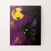 Cute Halloween Witch Haunted House Full Moon Legpuzzel (Verticaal)