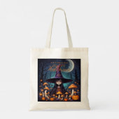 Cute Halloween Witch in Spooky Scene with Pumpkins Tote Bag (Achterkant)