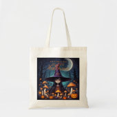 Cute Halloween Witch in Spooky Scene with Pumpkins Tote Bag (Voorkant)