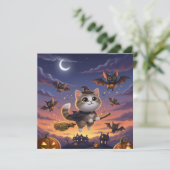 Cute Halloween Witch Kaart (Staand voorkant)