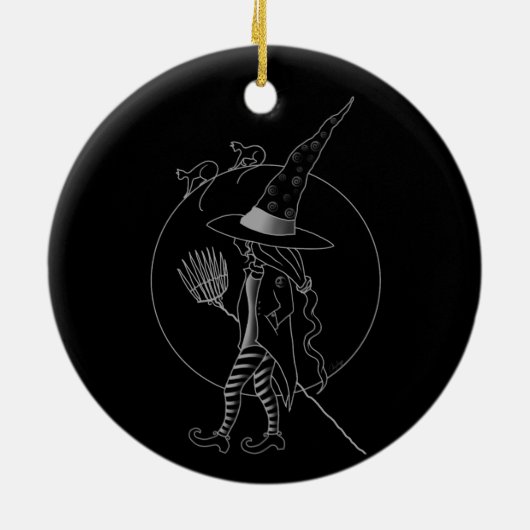 Cute Halloween Witch Keramisch Ornament (Achterkant)