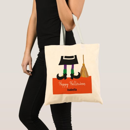 Cute Halloween Witch Legs Personalized Treat Tote Bag (Voorkant (product))