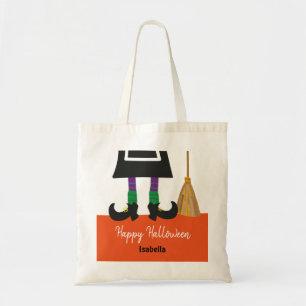 Cute Halloween Witch Legs Personalized Treat Tote Bag