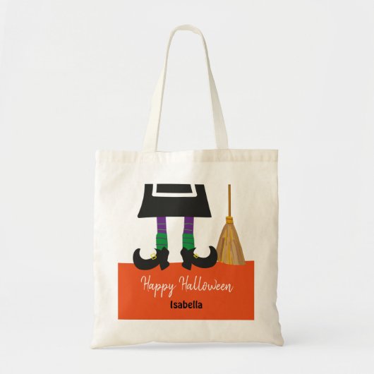 Cute Halloween Witch Legs Personalized Treat Tote Bag (Voorkant)
