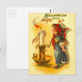 Cute Halloween Witch met kaarle Briefkaart (Voorkant / Achterkant)