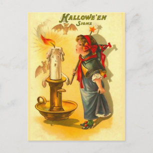 Cute Halloween Witch met kaarle Briefkaart