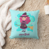 Cute Halloween Witch met kamer en sterren Kussen (Deken)