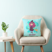 Cute Halloween Witch met kamer en sterren Kussen (Stoel)