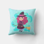 Cute Halloween Witch met kamer en sterren Kussen (Achterkant)