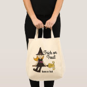 Cute Halloween Witch op Broom Stick Personalized Tote Bag (Voorkant (product))