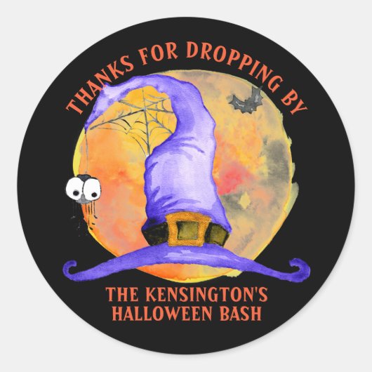 Cute Halloween Witch Pet Spider Waterverf Bedankt Ronde Sticker (Voorkant)