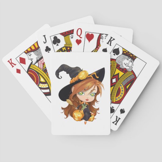 Cute Halloween Witch Pokerkaarten (Achterkant)